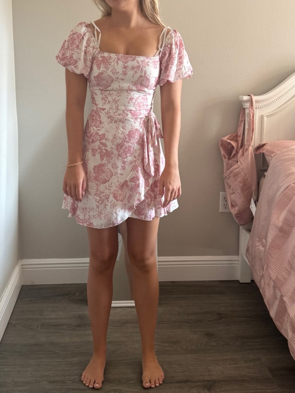 Trixxi floral pink white summer church wedding dress Sz xs -s nwt